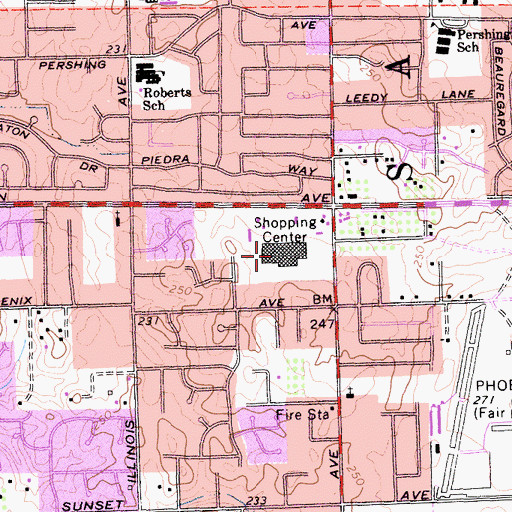 Topographic Map of Madison Mall Shopping Center, CA