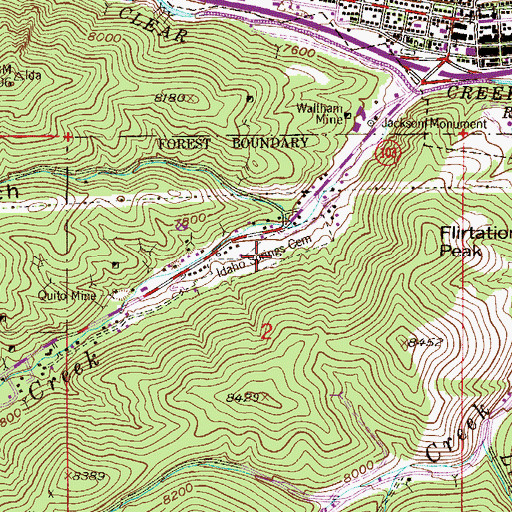 Topographic Map of Idaho Springs Cemetery, CO
