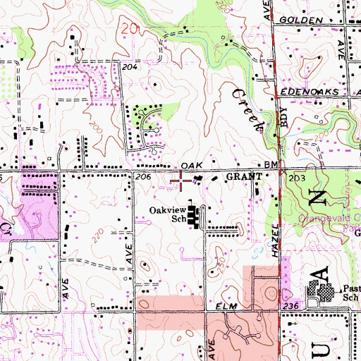 Topographic Map of Oak Avenue Free Methodist Church, CA