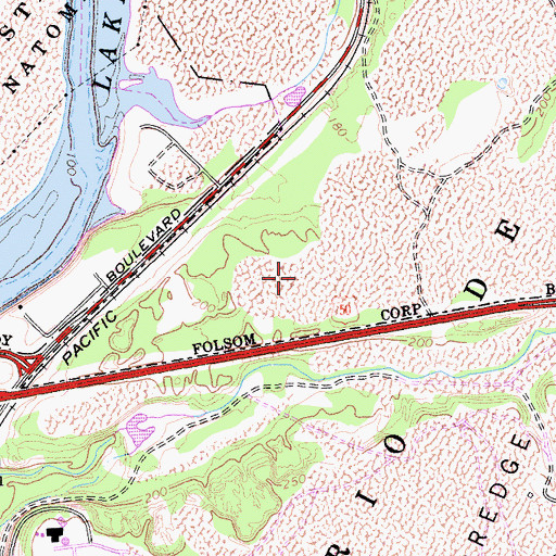 Topographic Map of Folsom Factory Outlets, CA