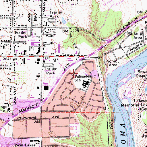 Topographic Map of Palisades Park, CA
