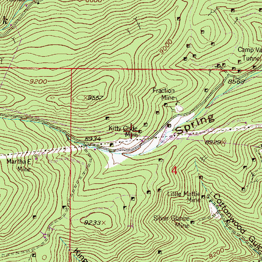 Topographic Map of Kitty Clyde Mine, CO