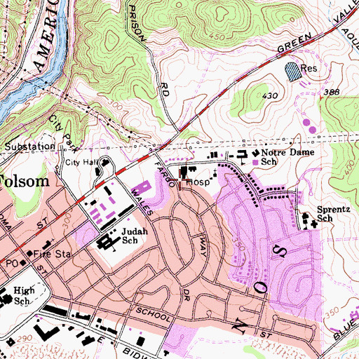 Topographic Map of Vibra Hospital of Sacramento, CA
