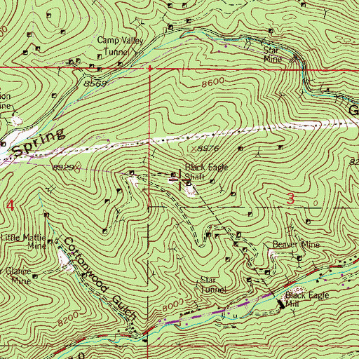 Topographic Map of Black Eagle Shaft, CO