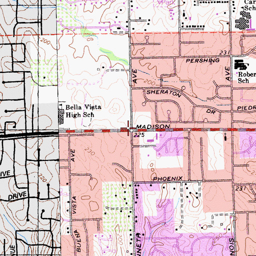 Topographic Map of The Brickyard Shopping Center, CA