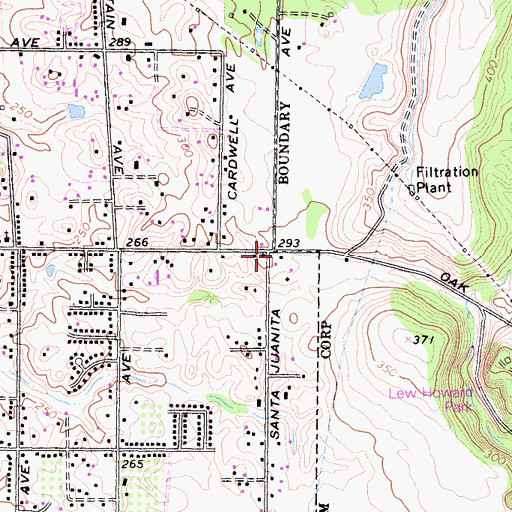 Topographic Map of Village Shopping Center, CA