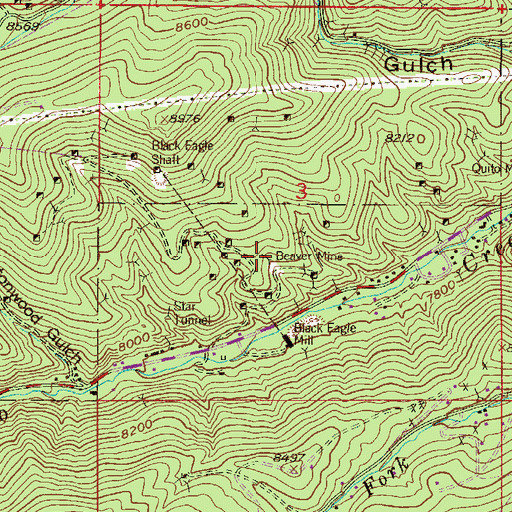 Topographic Map of Beaver Mine, CO