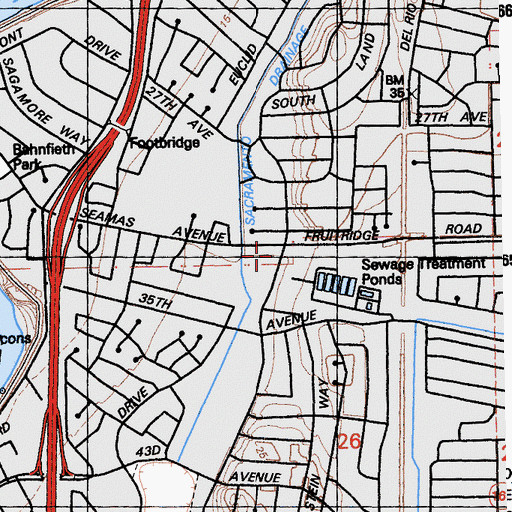 Topographic Map of Belle Cooledge Community Library, CA