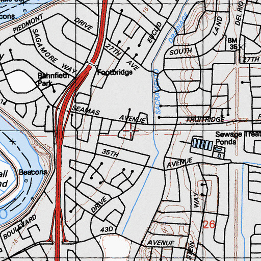 Topographic Map of Belle Cooledge Park, CA