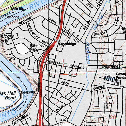 Topographic Map of Cabrillo School Park, CA