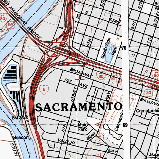Topographic Map of California State Braille and Talking Book Library, CA