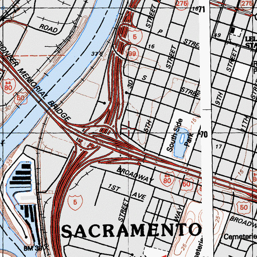 Topographic Map of Islamic Center of Sacramento, CA