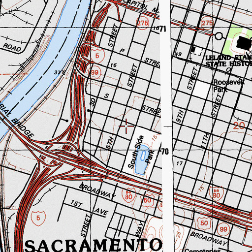 Topographic Map of Konko Church of Sacramento, CA