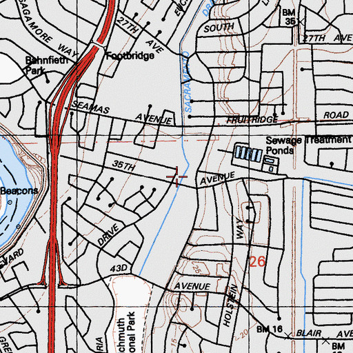 Topographic Map of Parkside Community Church, CA