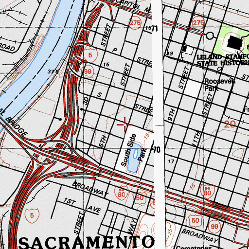 Topographic Map of Parkview Presbyterian Church, CA