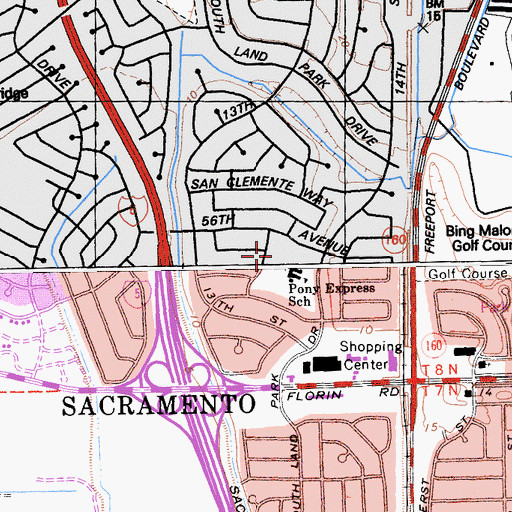 Topographic Map of Pony Express School Park, CA