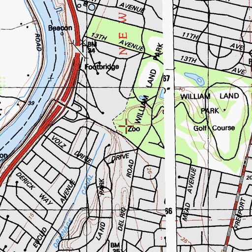 Topographic Map of Sacramento Zoo, CA