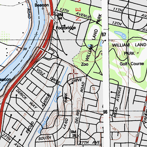 Topographic Map of Sutterville Shopping Center, CA