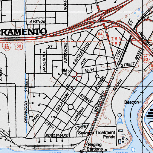 Topographic Map of First Baptist Church of West Sacramento, CA