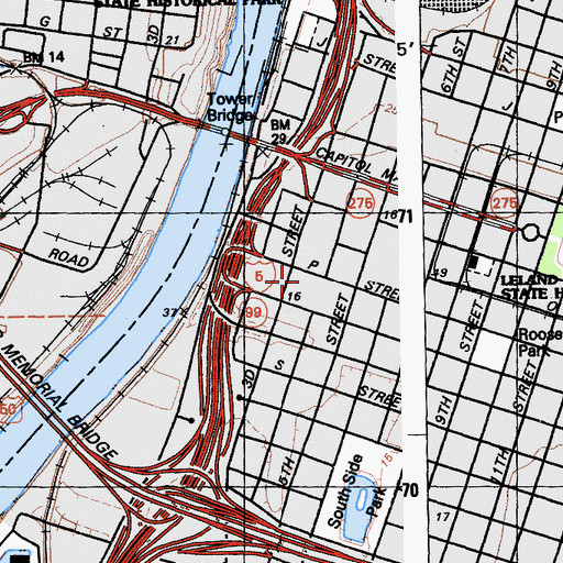 Topographic Map of Architectural-Engineering Library California State Architect, CA