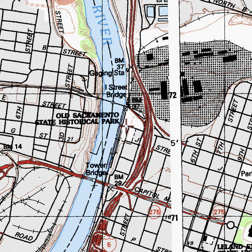 Topographic Map of California State Railroad Museum, CA