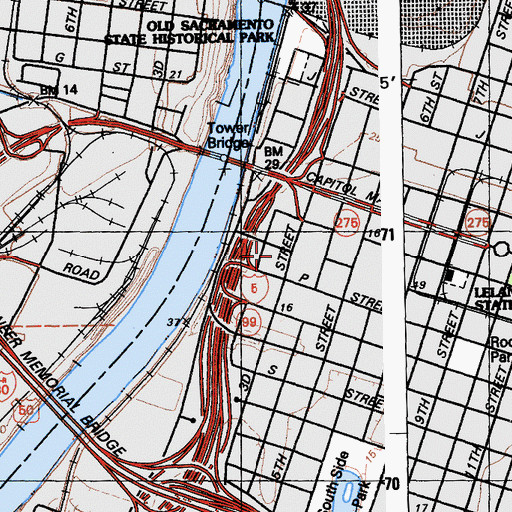 Topographic Map of Crocker Art Museum, CA