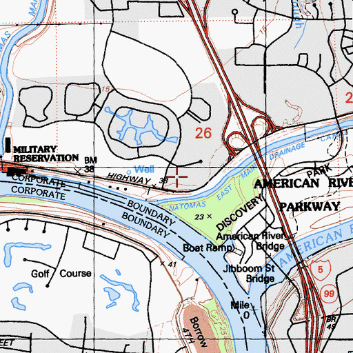 Topographic Map of Natomas Oaks Park, CA
