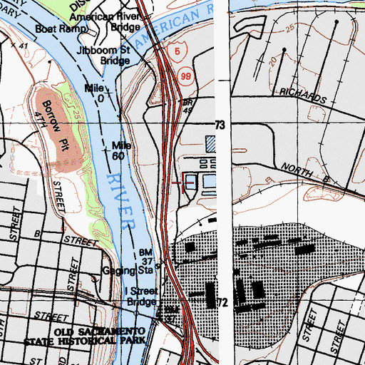 Topographic Map of Sacramento Filtration Plant, CA
