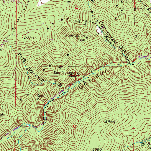 Topographic Map of King Solomon Mine, CO