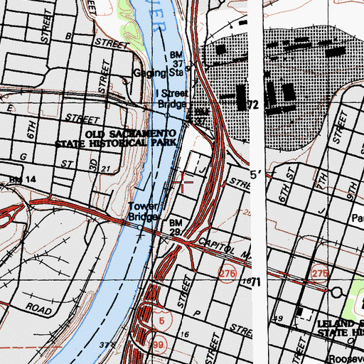 Topographic Map of B F Hastings Building, CA