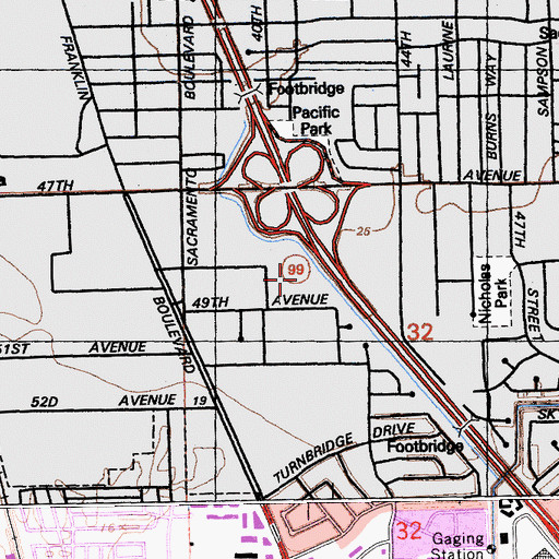 Topographic Map of Bowling Green Park, CA