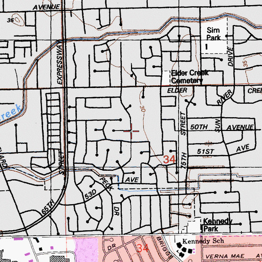 Topographic Map of Camellia Park, CA