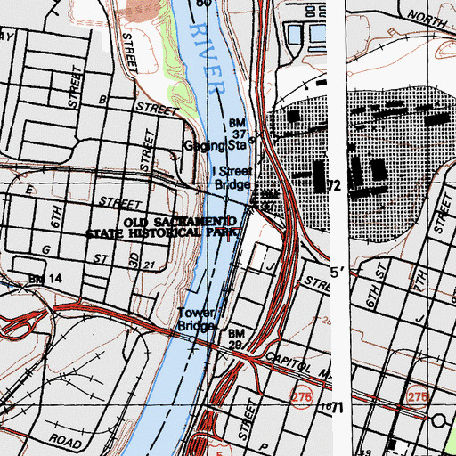 Topographic Map of Central Pacific Passenger Station (historical), CA