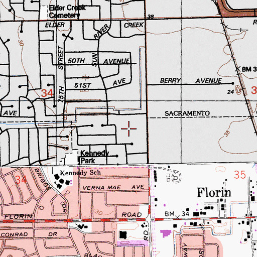 Topographic Map of Florin Reservoir Park, CA