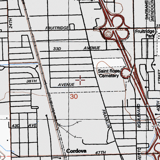 Topographic Map of Maple School Park, CA