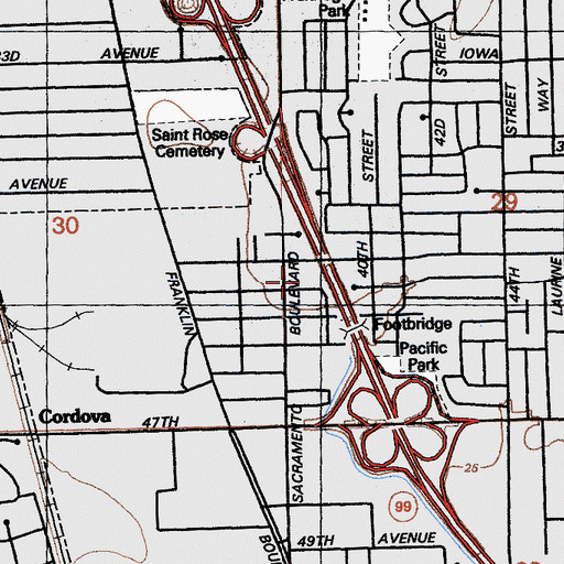 Topographic Map of Rainbow Mini Park, CA