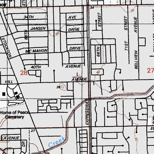 Topographic Map of Wood School Park, CA