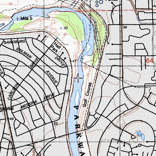 Topographic Map of Campus Commons Golf Course, CA