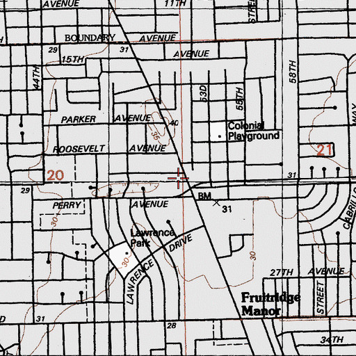 Topographic Map of Colonial Heights Community Library, CA