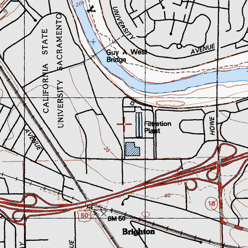 Topographic Map of E A Fairbairn Treatment Plant, CA