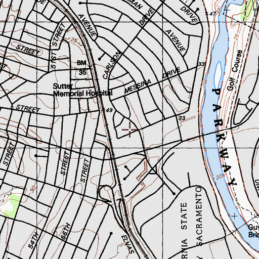 Topographic Map of Hall Park, CA