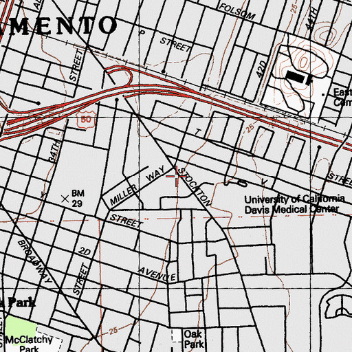 Topographic Map of Sacramento Medical Center (historical), CA