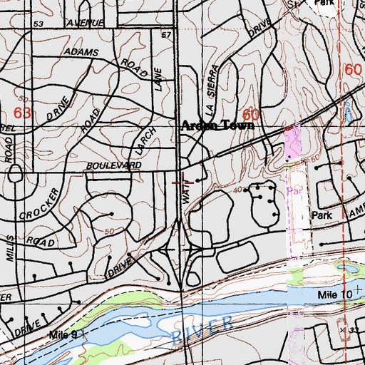 Topographic Map of Sacramento State Preparatory High School (historical), CA