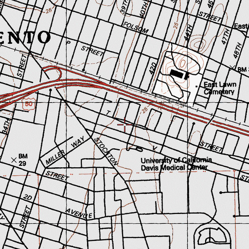 Topographic Map of Sunset Park, CA