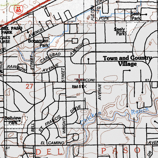 Topographic Map of Arcade Community Library, CA