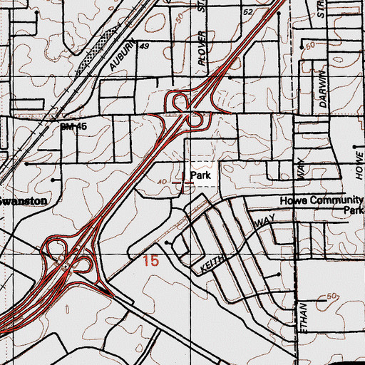 Topographic Map of Babcock Park, CA
