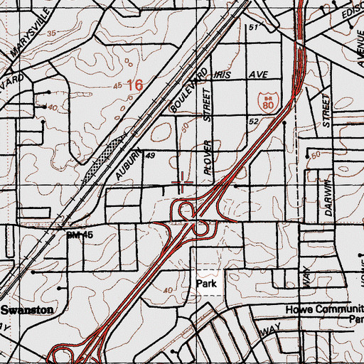 Topographic Map of Ben Ali School Park, CA