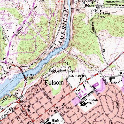 Topographic Map of Folsom City Zoo, CA