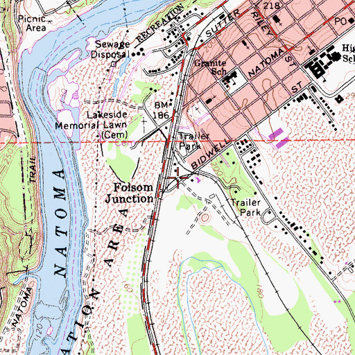 Topographic Map of Folsom Victory Chapel, CA