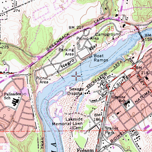 Topographic Map of Negro Bar State Park (historical), CA